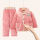 粉红色/立领三层夹棉三线纹绒 加