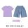 紫色T+牛仔短裤