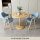 蓝色2布椅+60原木色圆桌
