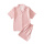 粉红纯色(短袖+短裤)女