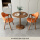 橙色2皮椅+60胡桃色圆桌