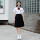 3-女白衬衫短袖+黑百褶裙(中)+j
