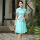 青绿色短袖短裙套装1950+19