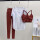 1673DY白短袖+Q01红文胸+Q02红长裤