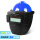 蓝V标安全帽+盾式-真彩变光黑框