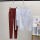 1673CY白色长袖+Q02红柚色长裤
