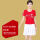 T1107大红短袖+纯白裙