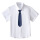 白色短袖深蓝领带