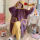 8956#暗紫色[睡袍+裤]