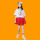 女中国龙白T恤+红裙子送发带袜子