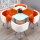 4椅子+90cm方桌，橙白双色