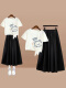 F半身裙套装-T39白色+黑色裙