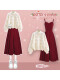 红吊带裙+米白毛衣(过年连衣裙/