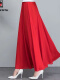 红色雪纺裙长87cm