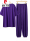 紫色+灯笼裤套装