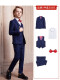 蓝色格子5件套：外套+马甲+裤子+衬衫+领结