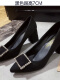 女单鞋2024最新款-温州皮鞋女-7CM黑色