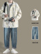 （两件套）白色夹克+牛仔裤
