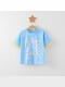 格子小熊-蓝色短袖T恤