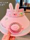 1#粉色长耳朵兔风扇帽