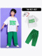 960白色T恤+699绿色长裤+白棒球