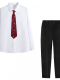 男生长袖白衬衫+黑色长裤+领带