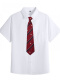 男生短袖白衬衫+领带