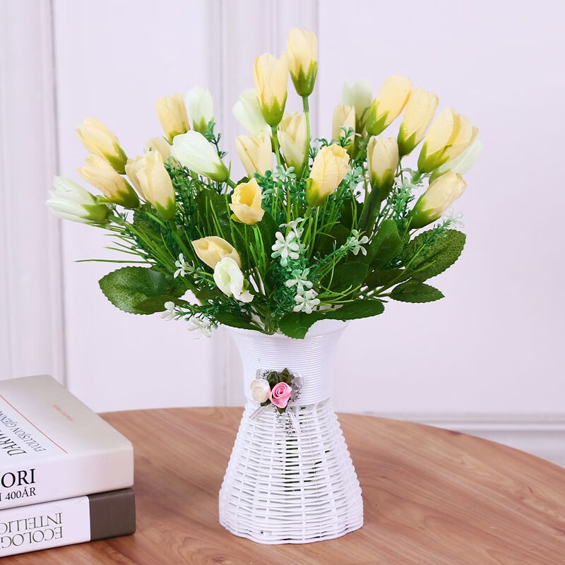 久口客厅酒柜电视柜假花仿真花束装饰品摆件室内餐桌塑料花卉盆景摆设