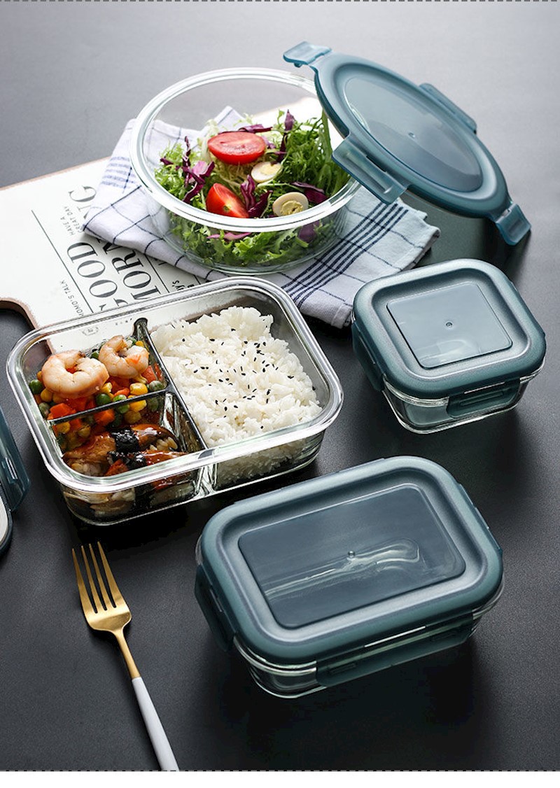 佟年微波炉加热玻璃饭盒学生上班族单人分格便当餐盒水果盒保鲜分隔碗