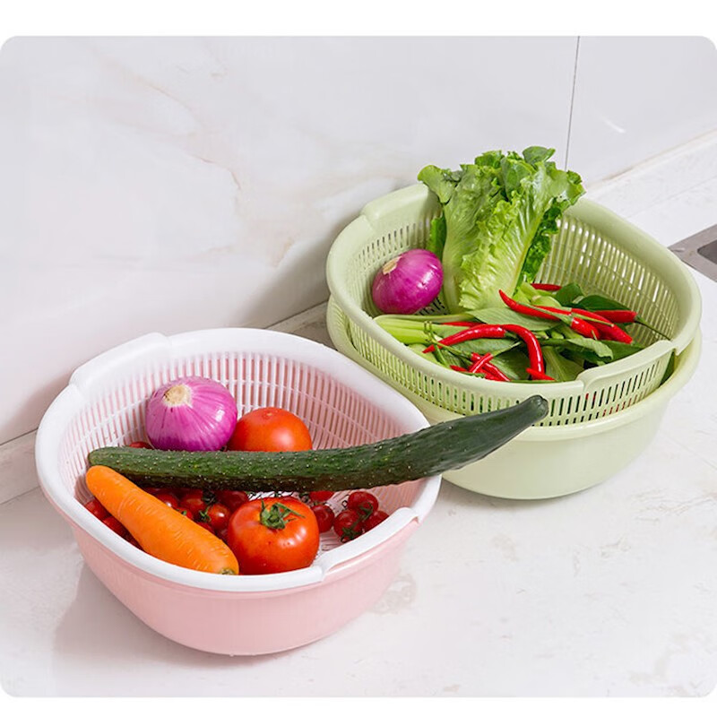 菜筐大号创意洗菜篮子客厅水果盘 颜色随机1个小号【16*8cm】适合洗肉