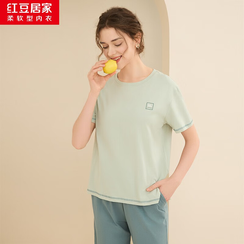 【官方旗舰店】红豆居家（Hodohome）情侣纯棉家居服套装（短袖+短裤）