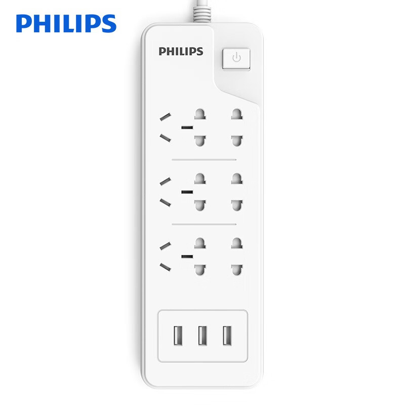 【旗舰店】飞利浦（PHILIPS）USB插座  9位1.8米插座