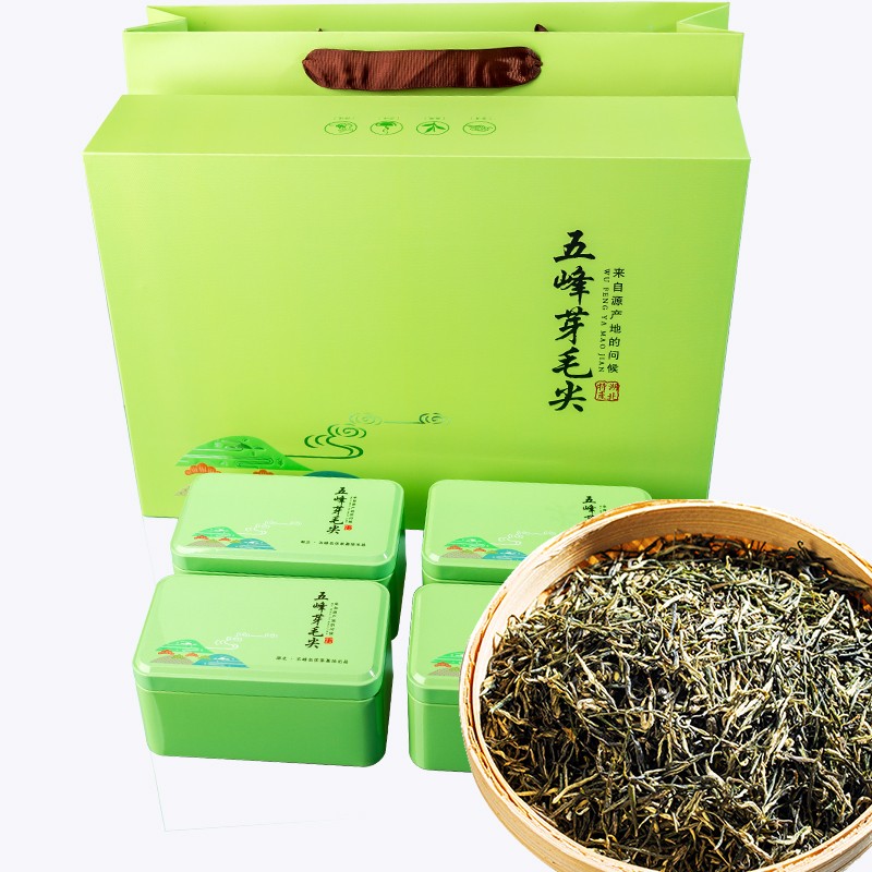 298简小禾五峰特产毛尖茶叶礼盒2021年新茶嫩芽尖特级绿茶粉绿礼盒