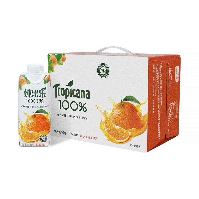 纯果乐 tropicana 100% 果汁饮料礼盒饮品 330ml*12盒 pepsi百事出品