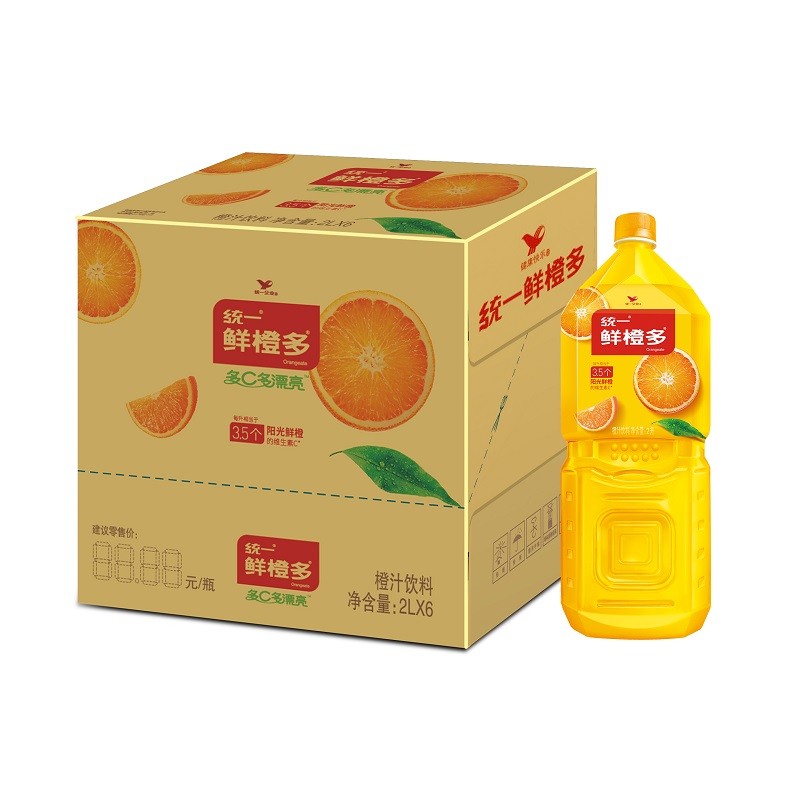 统一 鲜橙多 2l*6瓶 整箱装 橙汁饮料 (新老包装随机发货)