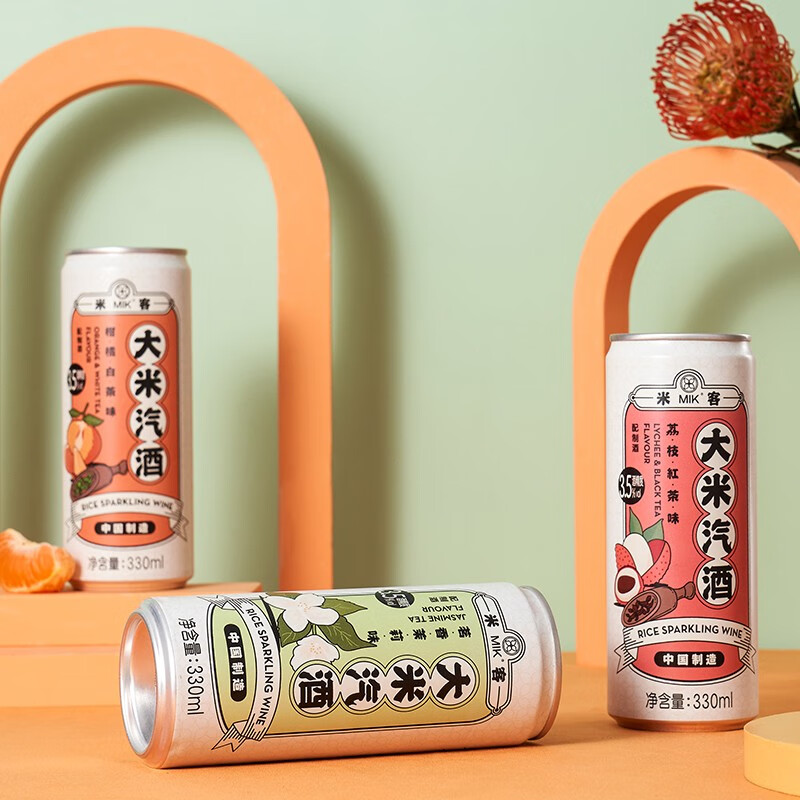 【旗舰店】MIK米客 大米汽酒 微醺低度甜酒3.5度 6罐组合