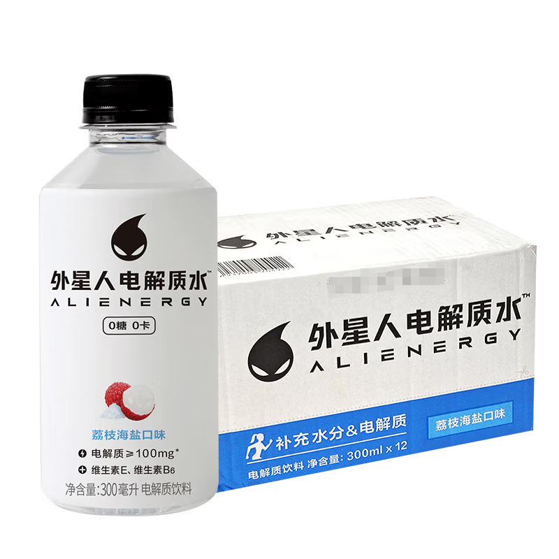 【34.8包邮】外星人电解质水 荔枝海盐300mL*12瓶