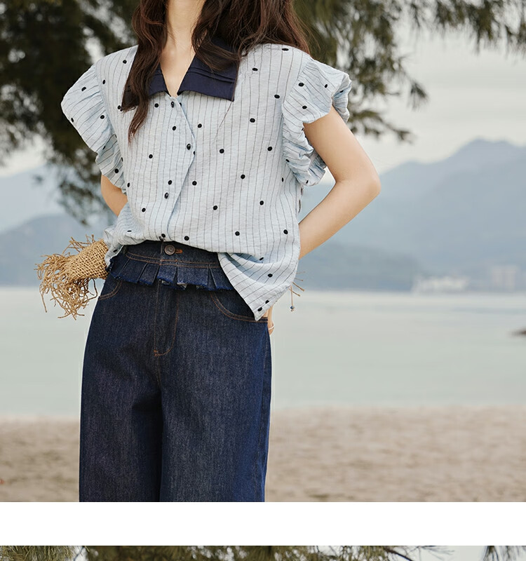Mixiu [] Polka Dot Embroidered Shirt for Women 2026 Summer Unique Design Short Sleeve Blouse 30