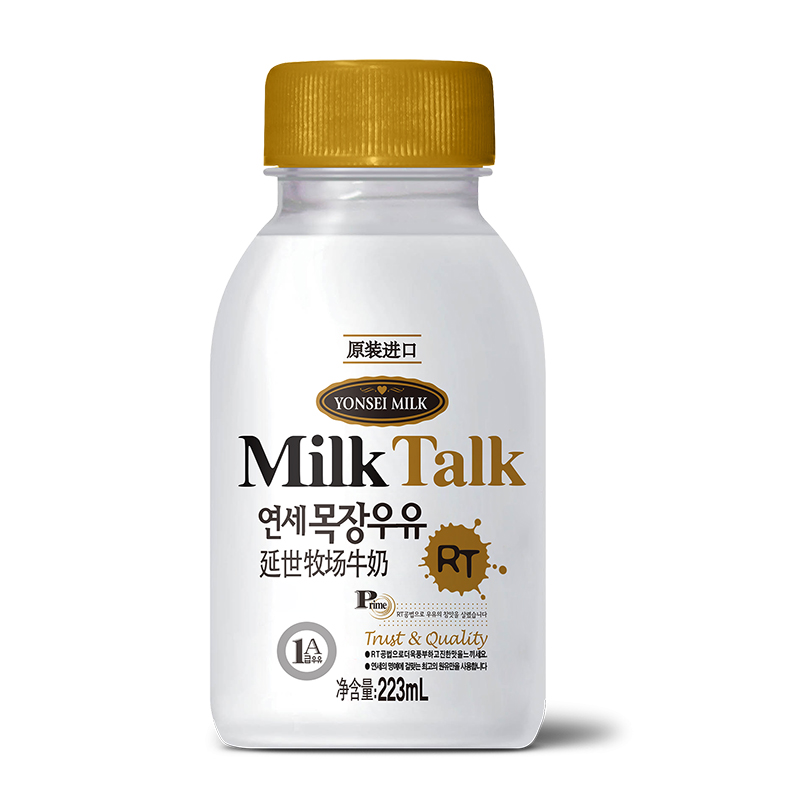 milktalk 韩国延世牧场牛奶 223ml 原瓶进口 rt冰鲜牛奶低温冷藏(2件
