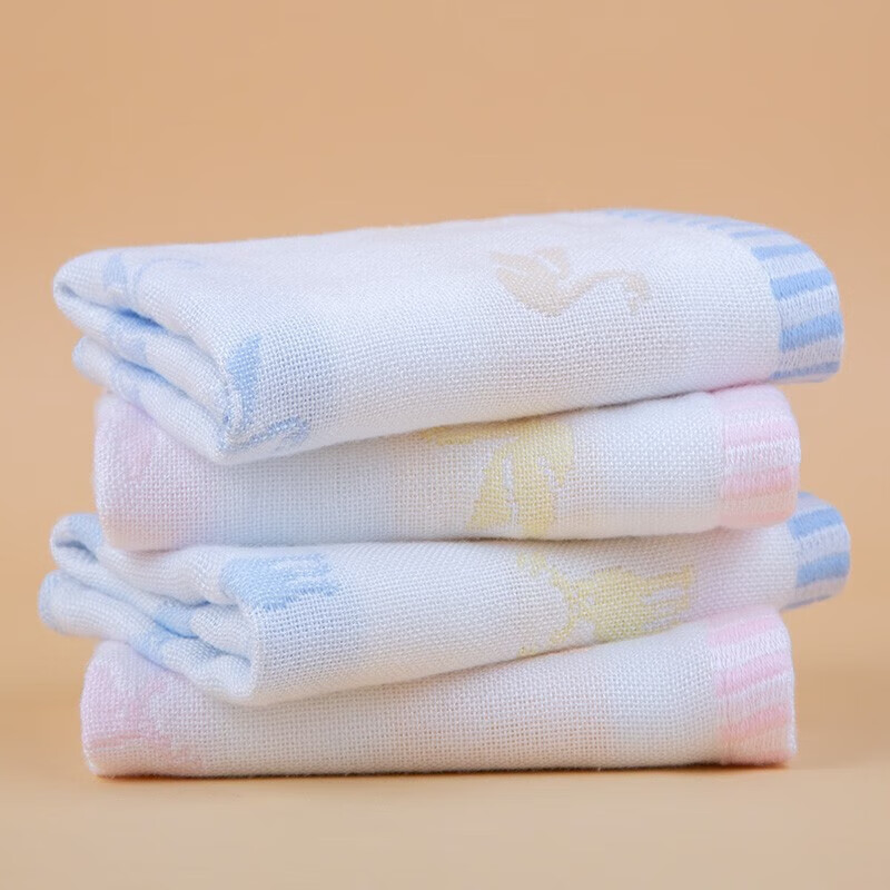 【9.9包邮】三利 纱布A类儿童小方巾 4条装28*28cm