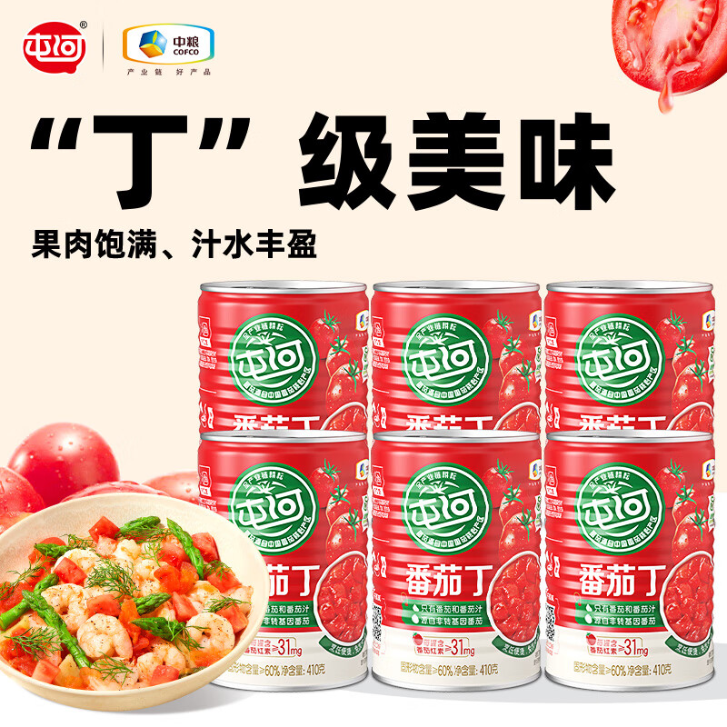 【旗舰店】屯河 番茄丁 410g*6罐