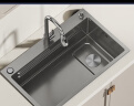 东诗日本厨房水槽大单槽304纳米不锈钢加厚洗碗洗菜盆手工枪灰水池 B套餐+圆形抽拉龙头+肥皂器 800X480mm（大户型尺寸） 实拍图