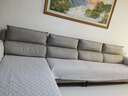 太美鑫水洗全棉亲肤沙发垫四季通用防滑布艺简约现代纯棉坐垫子套罩盖布 A-花好月圆-灰色(防滑) 70*70cm可当扶手靠背巾 实拍图