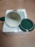 瓷魂 陶瓷带盖马克杯咖啡杯办公室喝水杯带勺子大容量牛奶杯 绿色 实拍图