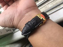世辉（shihui）适用劳力士切利尼表带鳄鱼皮手表带男士真皮欧米茄天梭浪琴梅花积家江诗丹顿手表带女弧口蝴蝶扣 弧口黑色白线银扣 接口宽度  20MM 实拍图
