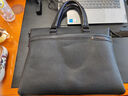 萨奇袋鼠公文包男商务手提包男士大容量办公休闲包男式电脑包单肩斜挎包 横款黑色+手包 14英寸 实拍图