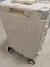 左汀行李箱铝框拉杆箱加厚结实抗压旅行箱登机箱大容量学生密码箱皮箱 烟白色 20英寸，可登机，适合短途出差 实拍图