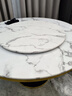 迪士顿岩板圆桌餐桌家用意式轻奢大理石餐厅饭桌椅子全套高级感2025新款 1.3m一桌6椅【带转盘】 大理石桌面+黑喇叭底座 实拍图