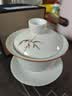 金镶玉金镶玉 白瓷三才盖碗 单个家用大号哑光泡茶杯手抓壶功夫茶具 清风竹叶盖碗 实拍图