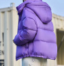 坦博尔羽绒服女时尚廓形可脱卸帽舒适保暖短泡芙外套TW336360简单紫155 实拍图